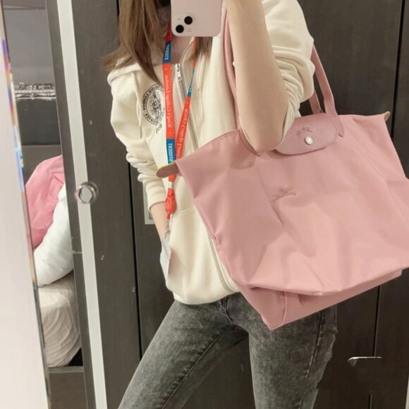 Longchamp Large Le Pliage Shoulder Tote Color petal Pink - Picture 1 of 13